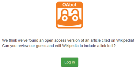 Log in to https://tools.wmflabs.org/oabot/